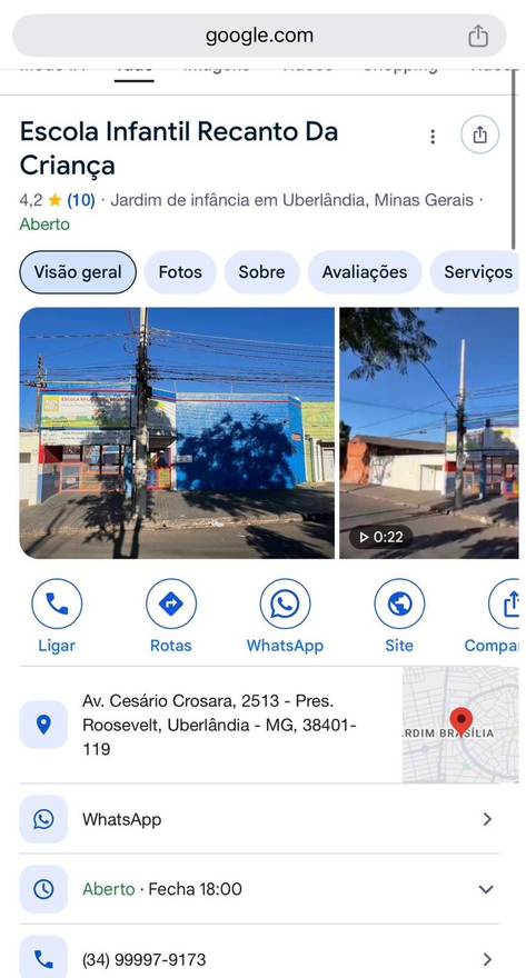 Escola Recanto da Criança — 4,2★ no Google