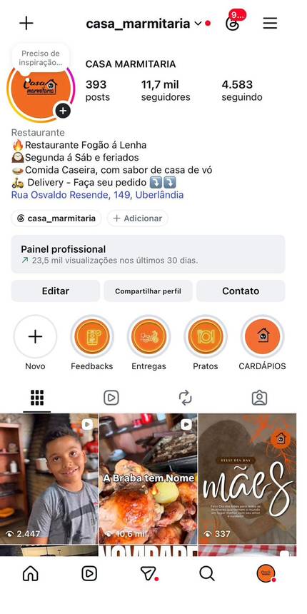 Casa Marmitaria — Instagram gerido pela Broadway Mídia · 11,7 mil seguidores