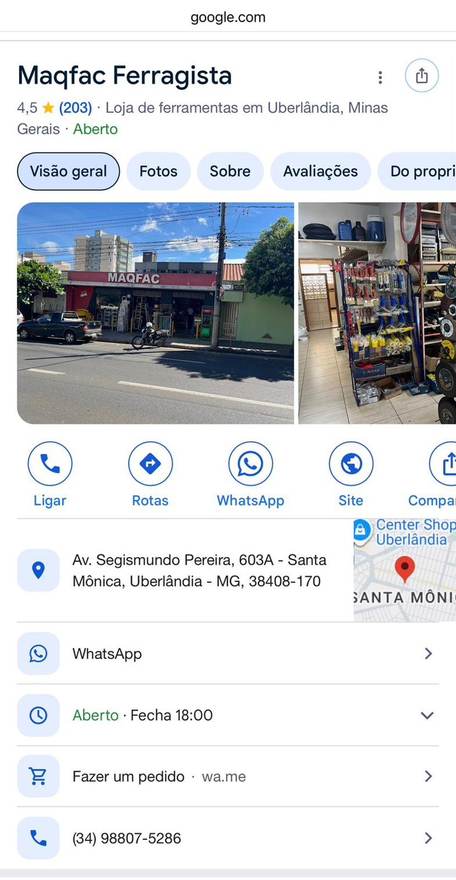 Maqfac Ferragista — 4,5★ com 203 avaliações no Google