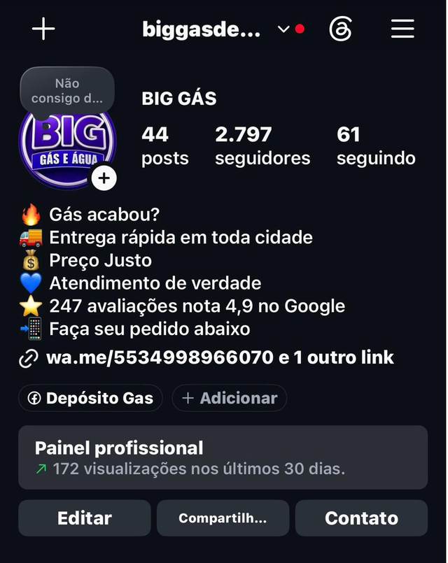 Big Gás — Instagram gerido pela Broadway Mídia