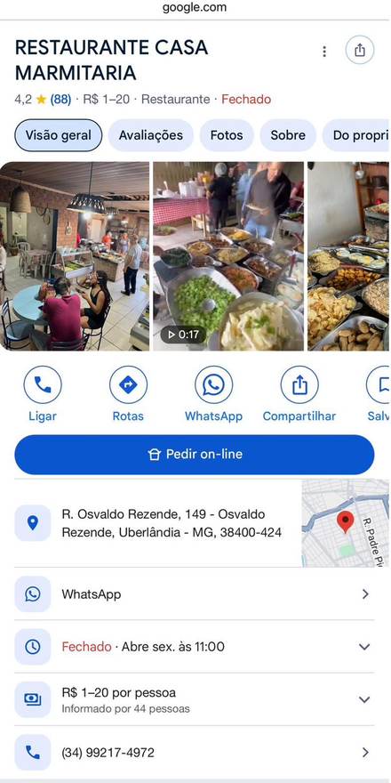 Restaurante Casa Marmitaria — 4,2★ no Google